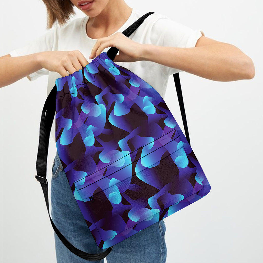 Blue Abstract Spirit Print Drawstring Backpack