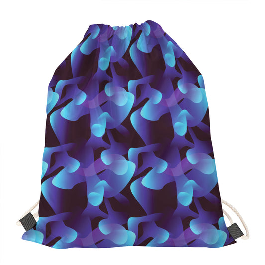 Blue Abstract Spirit Print Drawstring Bag