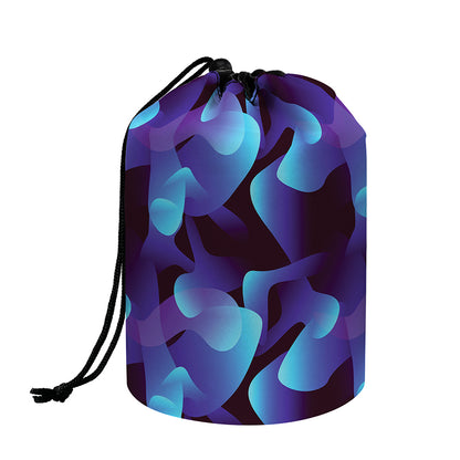 Blue Abstract Spirit Print Drawstring Makeup Bag