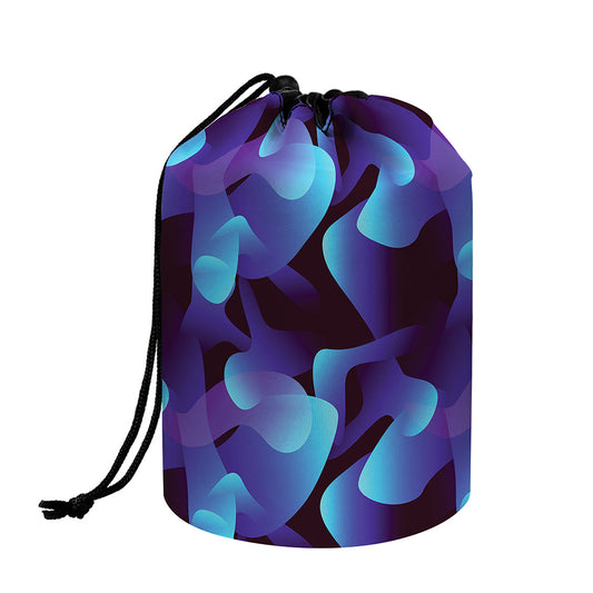 Blue Abstract Spirit Print Drawstring Makeup Bag