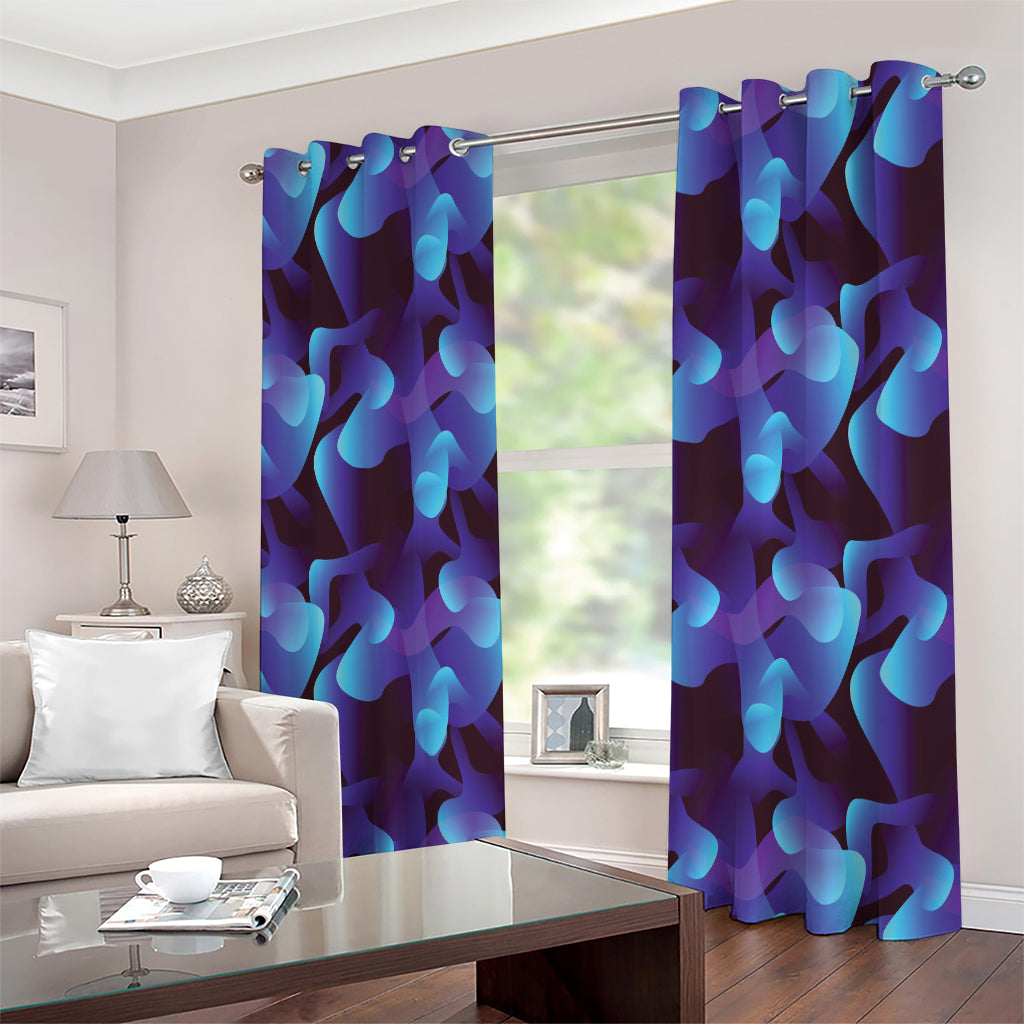 Blue Abstract Spirit Print Extra Wide Grommet Curtains