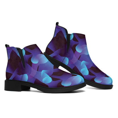 Blue Abstract Spirit Print Flat Ankle Boots