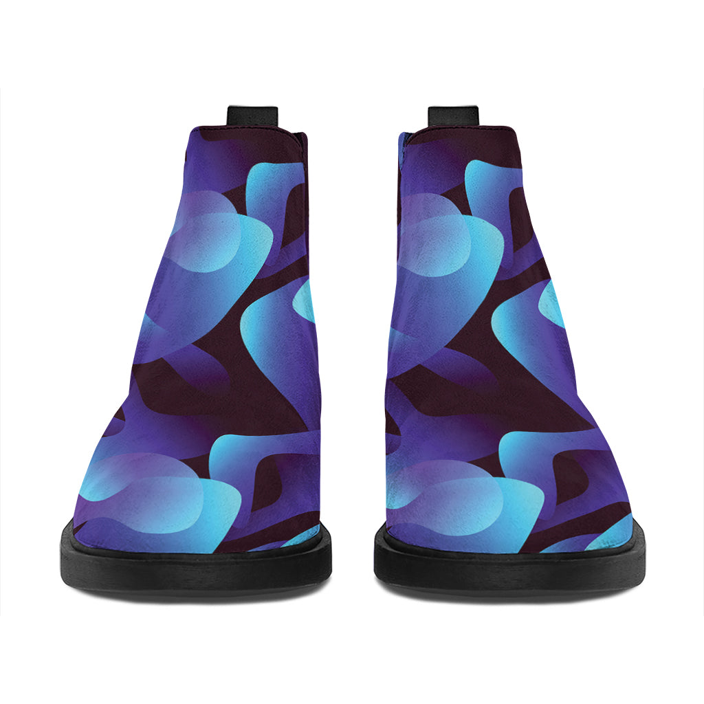 Blue Abstract Spirit Print Flat Ankle Boots