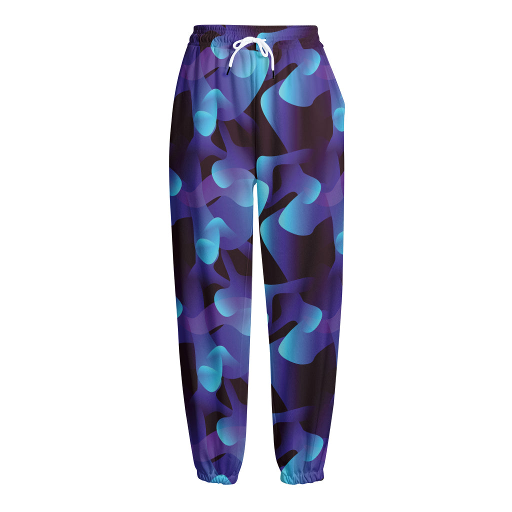 Blue Abstract Spirit Print Fleece Lined Knit Pants