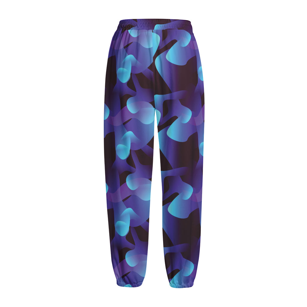 Blue Abstract Spirit Print Fleece Lined Knit Pants