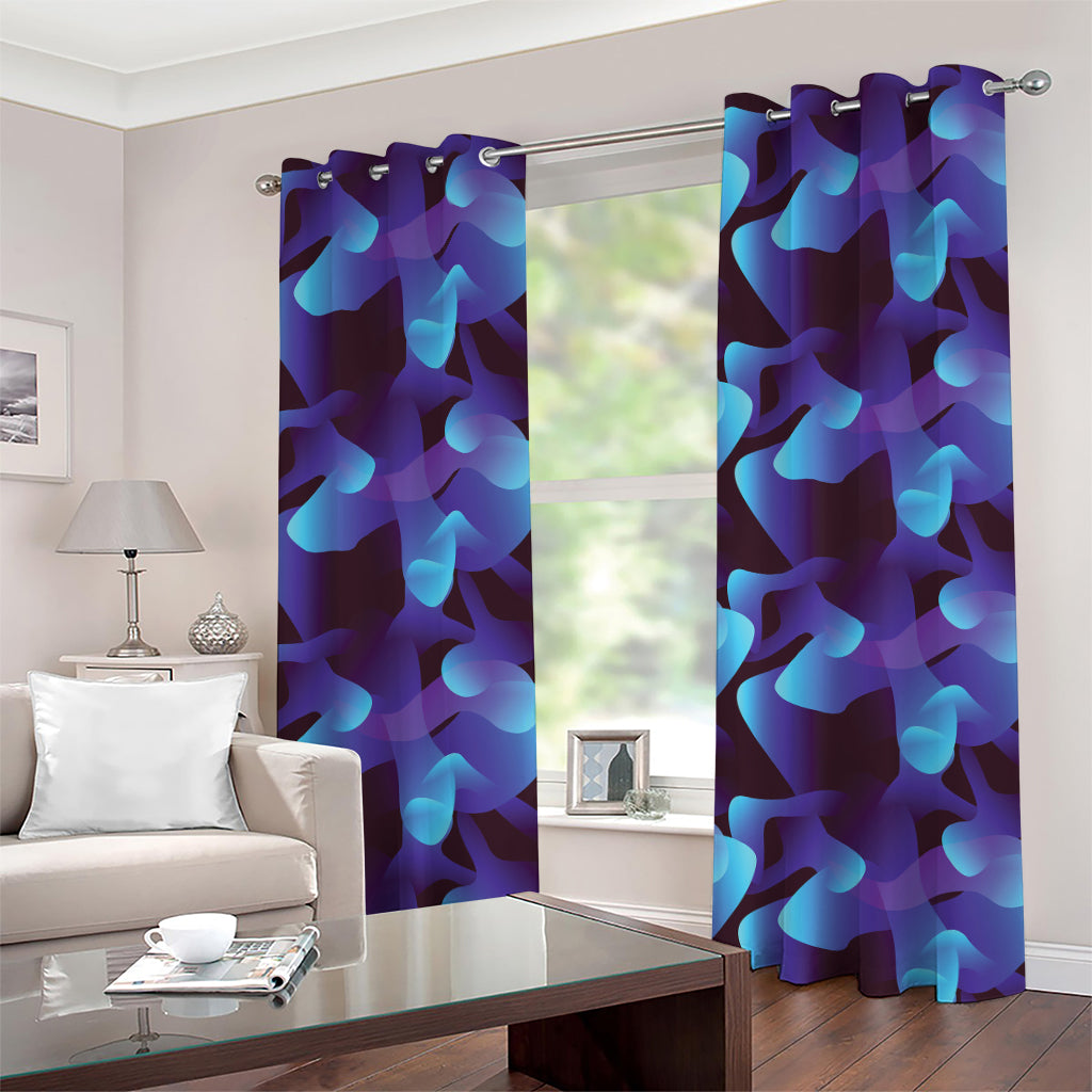Blue Abstract Spirit Print Grommet Curtains