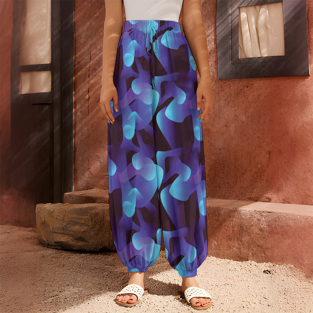 Blue Abstract Spirit Print Harem Pants