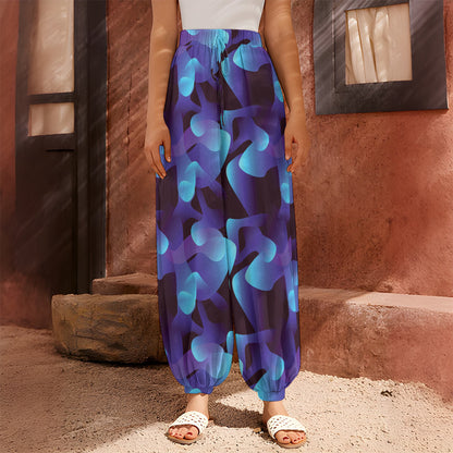 Blue Abstract Spirit Print Harem Pants