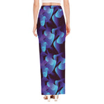 Blue Abstract Spirit Print High Slit Maxi Skirt