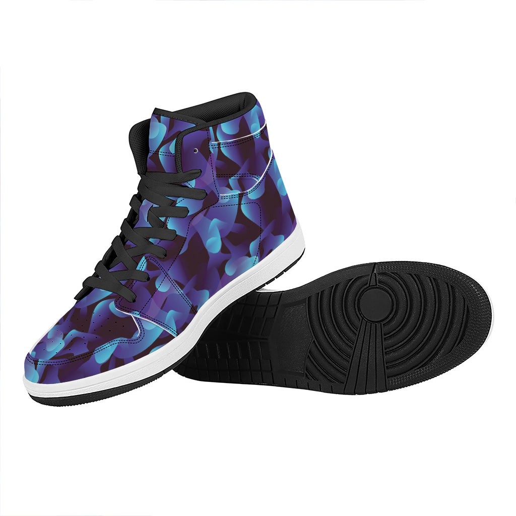 Blue Abstract Spirit Print High Top Leather Sneakers