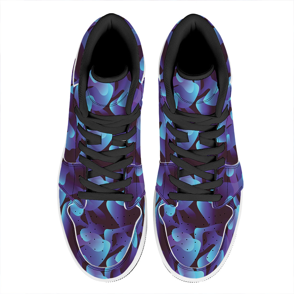 Blue Abstract Spirit Print High Top Leather Sneakers