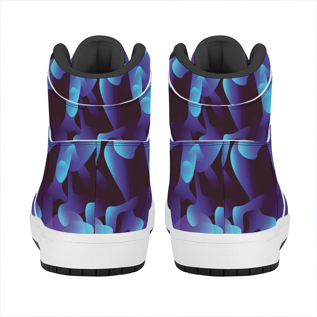 Blue Abstract Spirit Print High Top Leather Sneakers