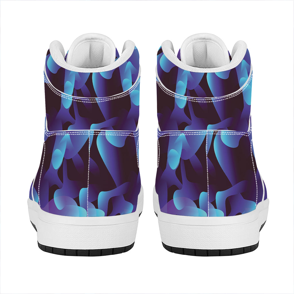 Blue Abstract Spirit Print High Top Leather Sneakers