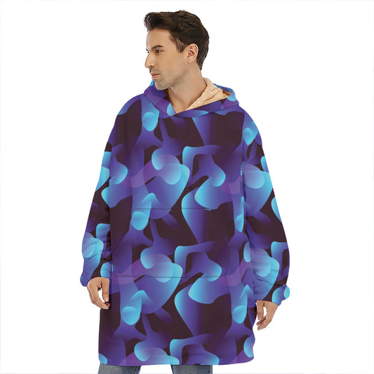 Blue Abstract Spirit Print Hoodie Blanket