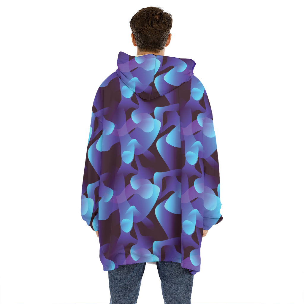 Blue Abstract Spirit Print Hoodie Blanket
