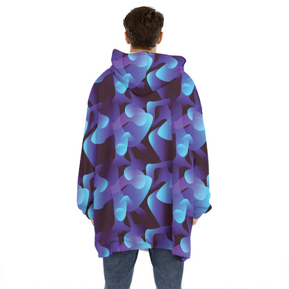 Blue Abstract Spirit Print Hoodie Blanket
