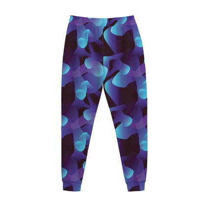 Blue Abstract Spirit Print Jogger Pants