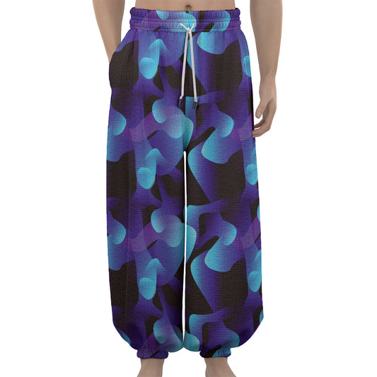 Blue Abstract Spirit Print Lantern Pants