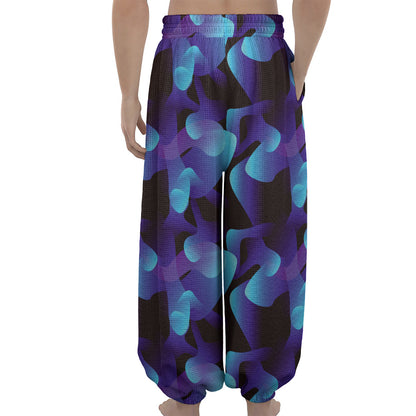 Blue Abstract Spirit Print Lantern Pants