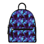 Blue Abstract Spirit Print Leather Backpack