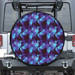 Blue Abstract Spirit Print Leather Spare Tire Cover