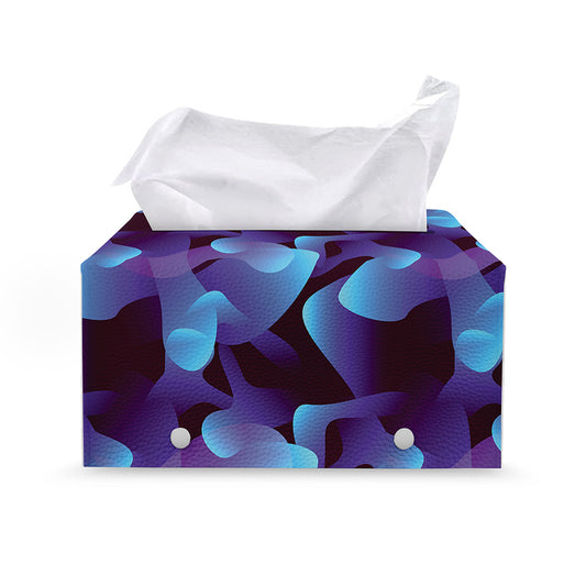 Blue Abstract Spirit Print Leather Tissue Box Cover