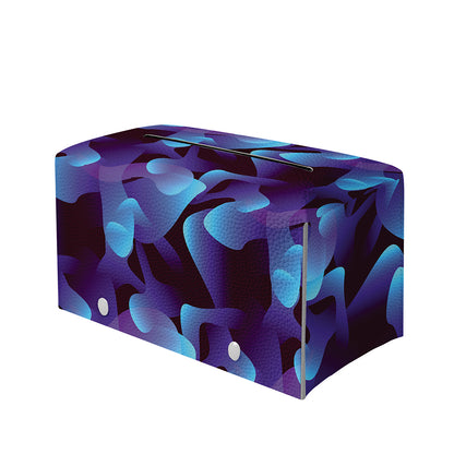 Blue Abstract Spirit Print Leather Tissue Box Cover