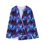 Blue Abstract Spirit Print Long Sleeve Short Coat