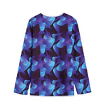 Blue Abstract Spirit Print Long Sleeve Short Coat