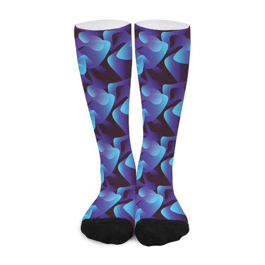 Blue Abstract Spirit Print Long Socks