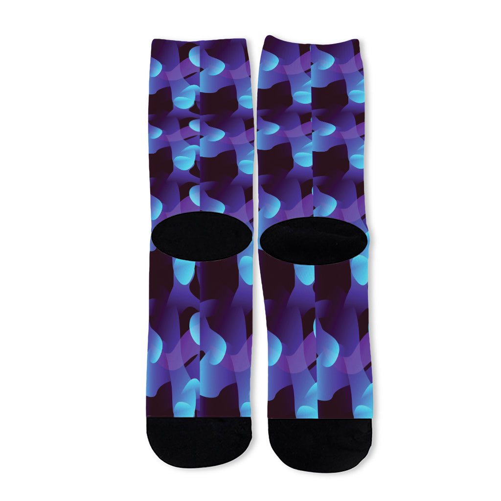 Blue Abstract Spirit Print Long Socks