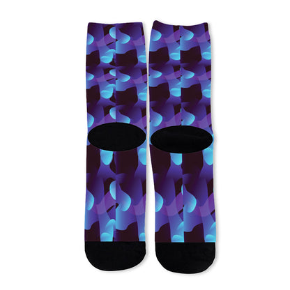 Blue Abstract Spirit Print Long Socks
