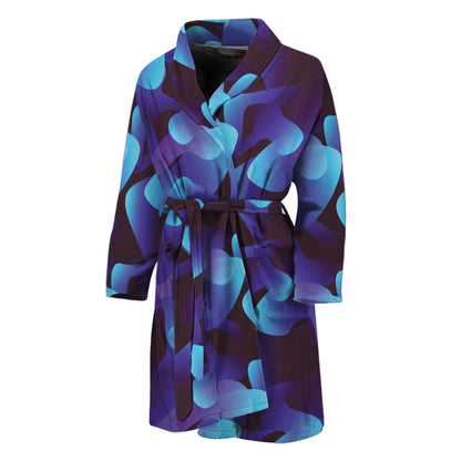 Blue Abstract Spirit Print Men's Bathrobe