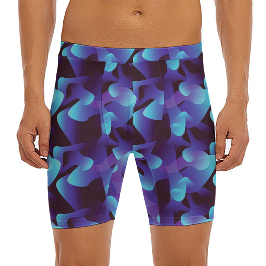 Blue Abstract Spirit Print Men's Long Boxer Briefs