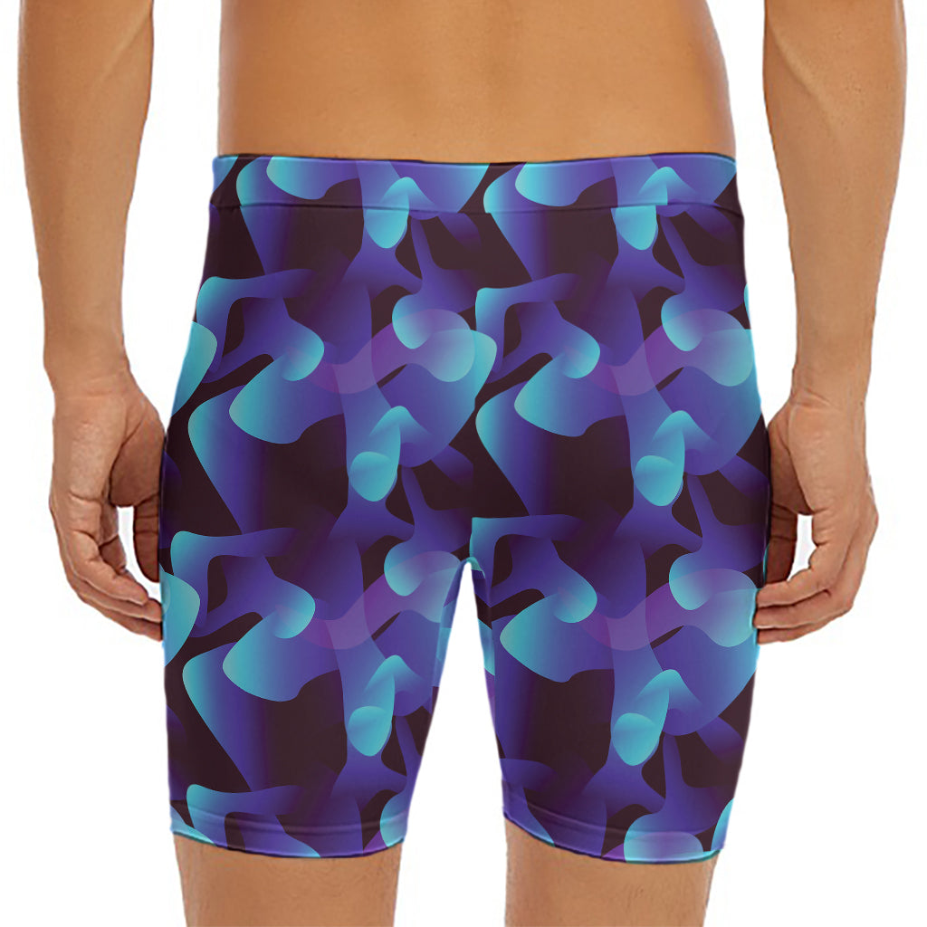 Blue Abstract Spirit Print Men's Long Boxer Briefs