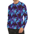 Blue Abstract Spirit Print Men's Long Sleeve Rash Guard