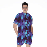 Blue Abstract Spirit Print Men's Rompers