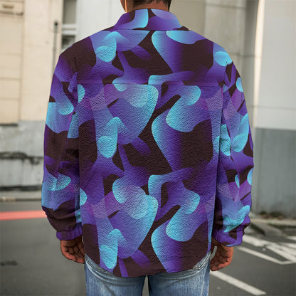 Blue Abstract Spirit Print Men's Shirt Jacket