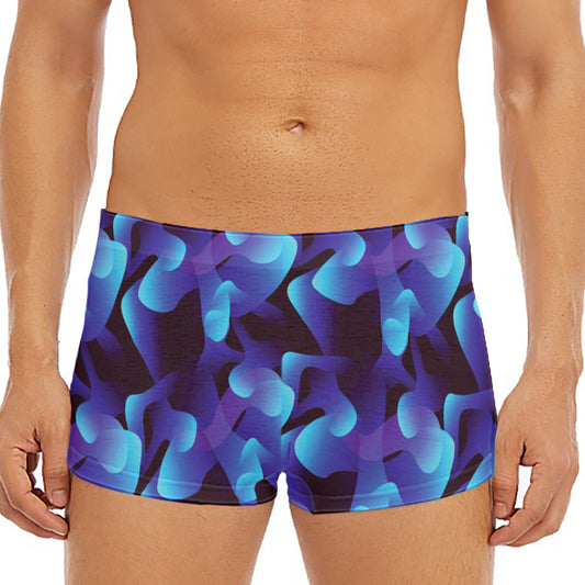 Blue Abstract Spirit Print Men's Short Boxer Briefs