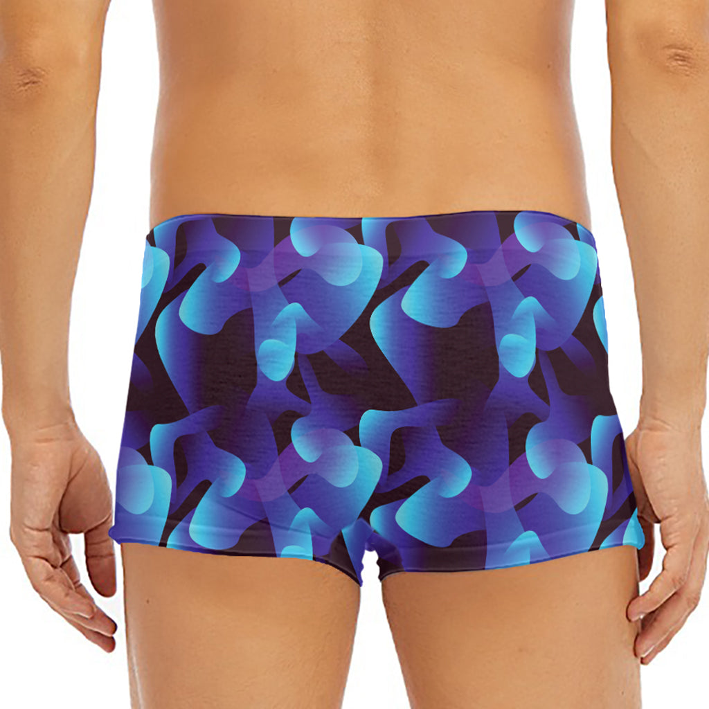 Blue Abstract Spirit Print Men's Short Boxer Briefs