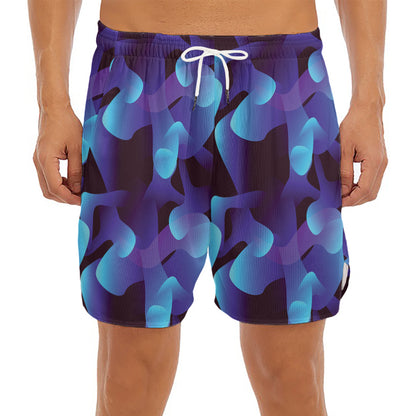 Blue Abstract Spirit Print Men's Split Running Shorts