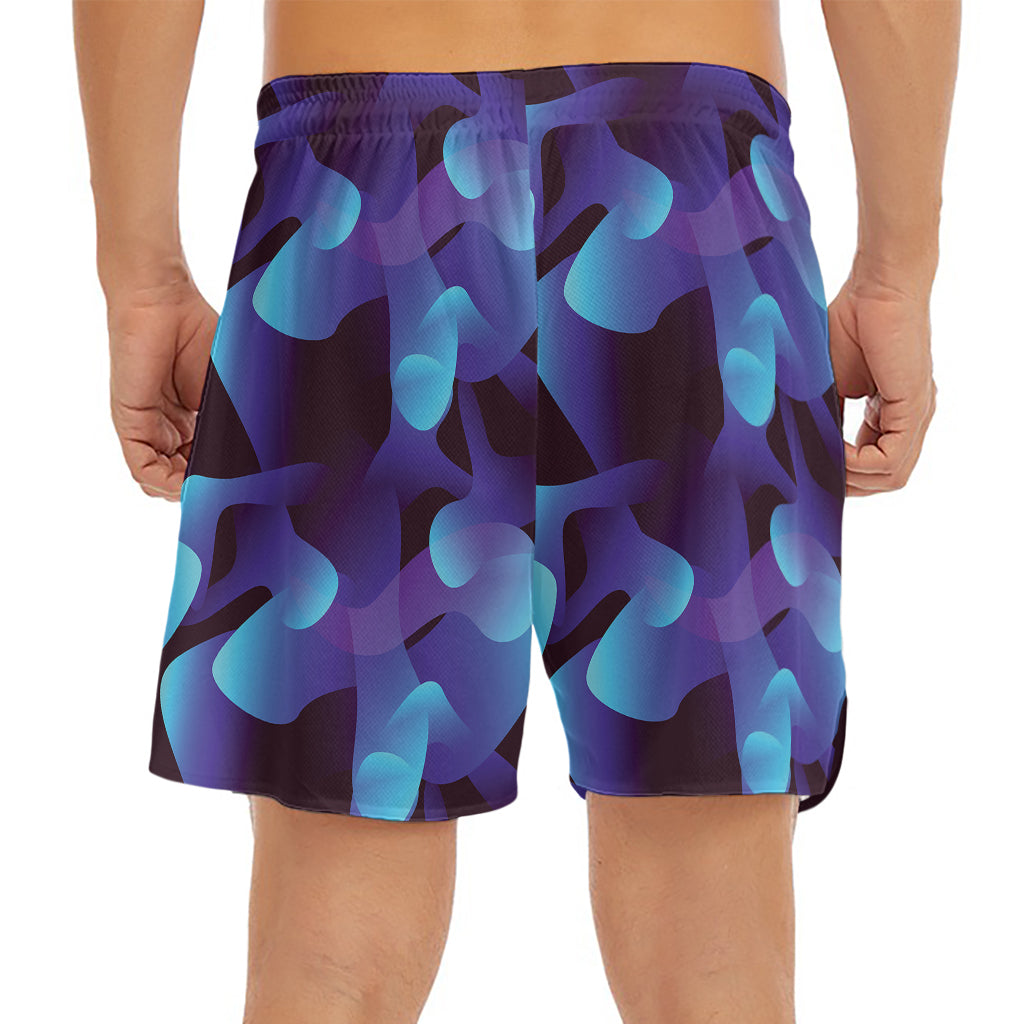 Blue Abstract Spirit Print Men's Split Running Shorts