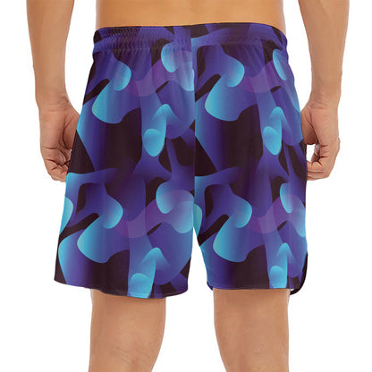 Blue Abstract Spirit Print Men's Split Running Shorts