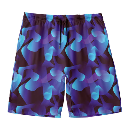Blue Abstract Spirit Print Men's Swim Trunks