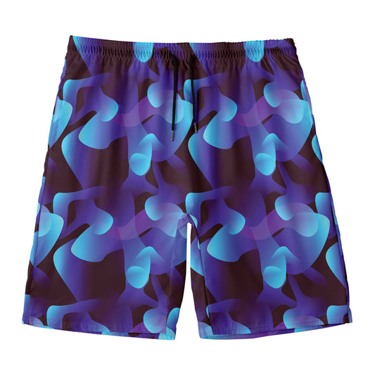 Blue Abstract Spirit Print Men's Swim Trunks