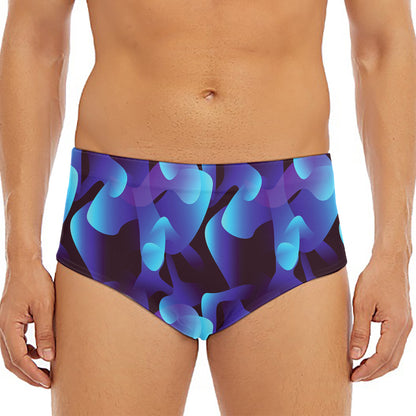Blue Abstract Spirit Print Men's Triangle Swim Briefs