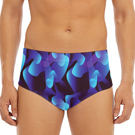 Blue Abstract Spirit Print Men's Triangle Swim Briefs