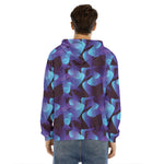Blue Abstract Spirit Print Men's Velvet Pullover Hoodie
