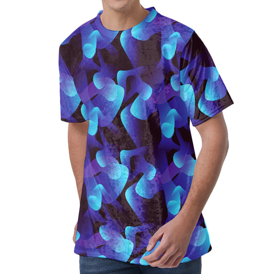 Blue Abstract Spirit Print Men's Velvet T-Shirt