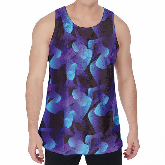 Blue Abstract Spirit Print Men's Velvet Tank Top